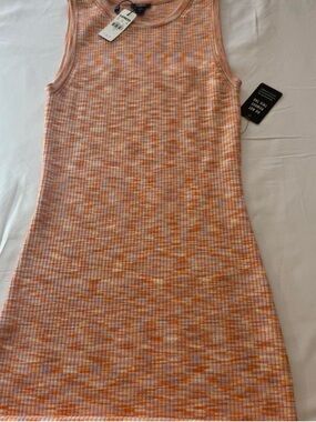 Express Orange-Pink Space-Dye Ribbed Dress